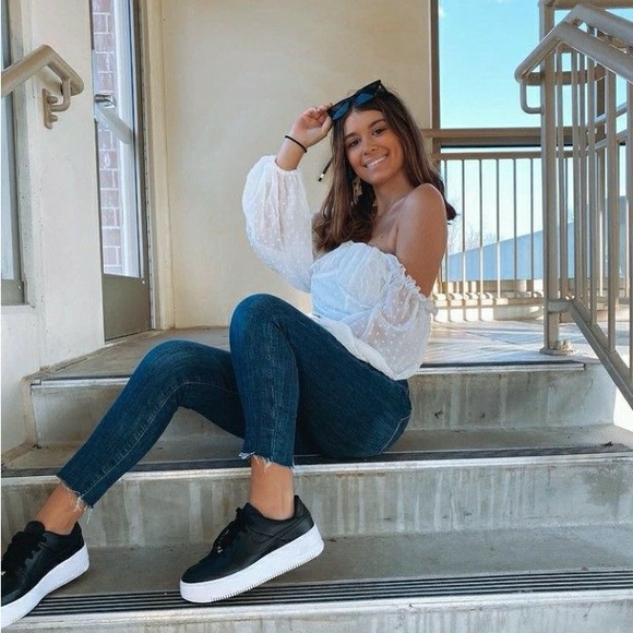 nwt nike  wmns air force 1 sage low platform sneaker in black, size 7 - Picture 8 of 11